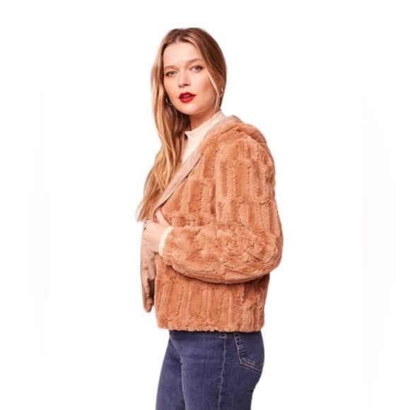 Band of the Free Angel Faux Fur Hooded Jacket in Butterscotch | Size L | NWT - Picture 1 of 6